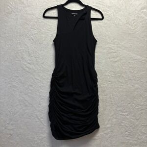 Express Black Sleeveless Dress Women Small Ruched Bodycon Cut Out Party Cocktail